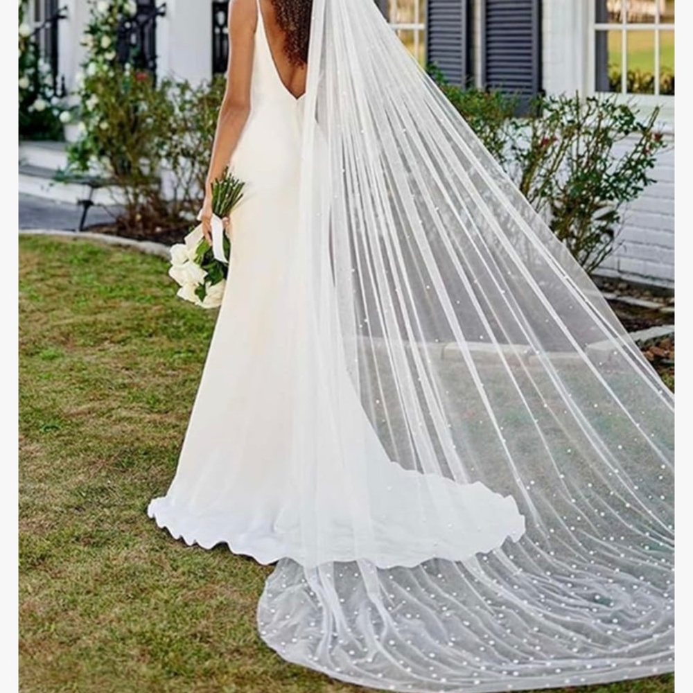 Cathedral length ivory pearl wedding veil